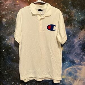 Champion White Polo Shirt Classic Athletic Style
